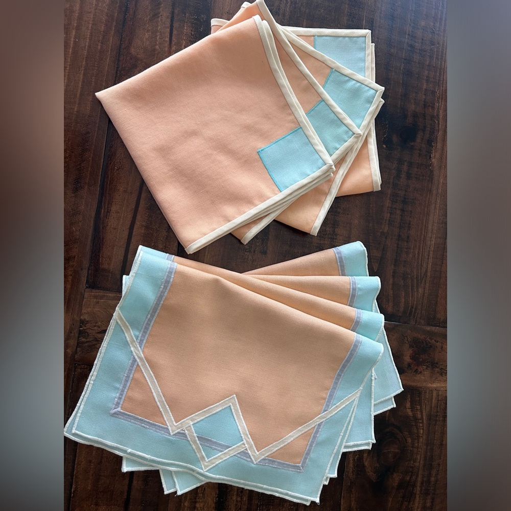 4 Pastel Napkins & 4 Placemats Linens- Southwest Fine Cotton